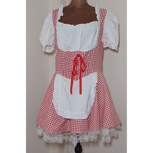 California Costumes Red Riding Hood Sz S Gingham Dress Red White Cosplay Retro